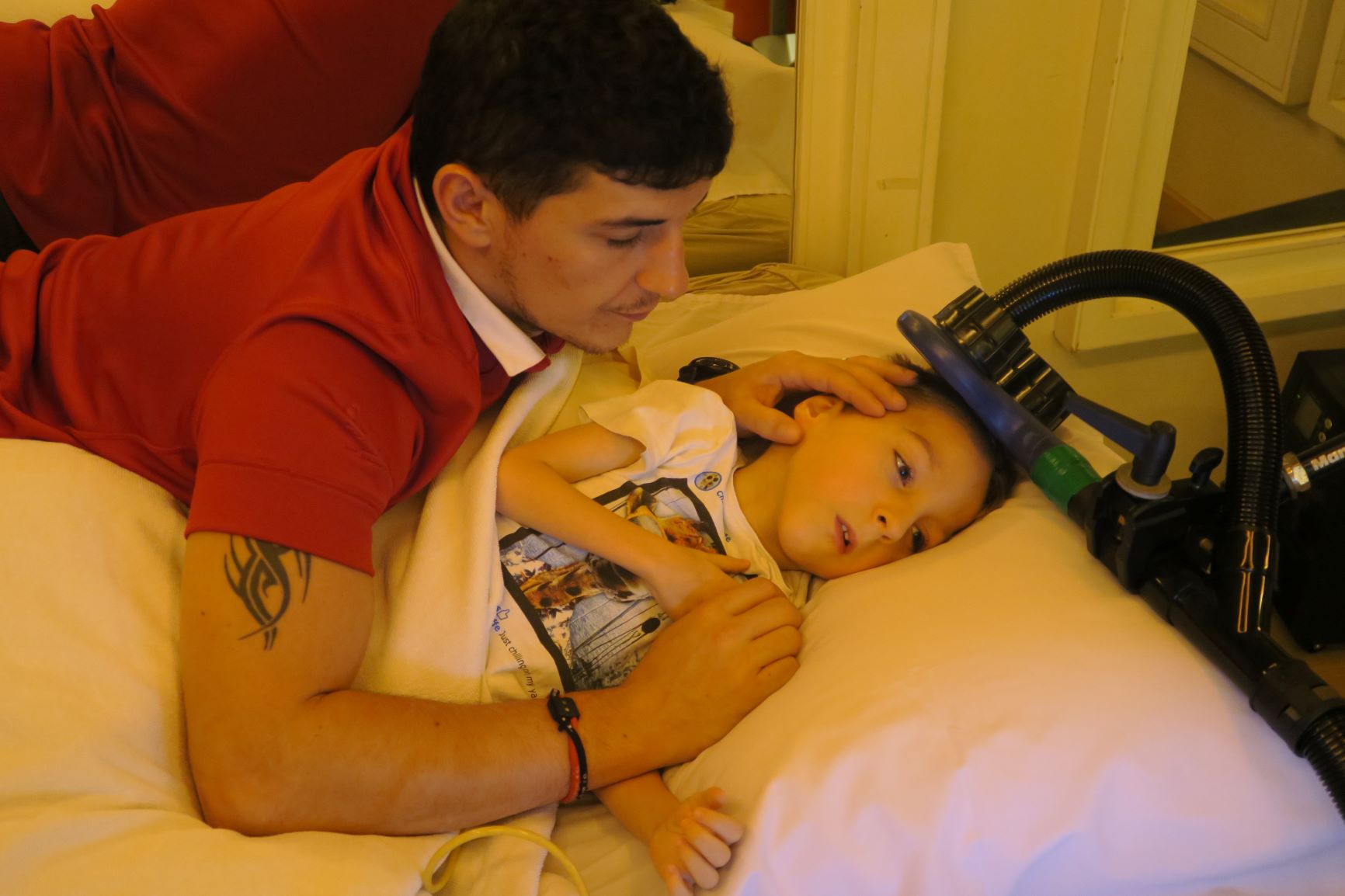 Enzo flew from the UK for stem cell treatment for cerebral palsy when he wa...